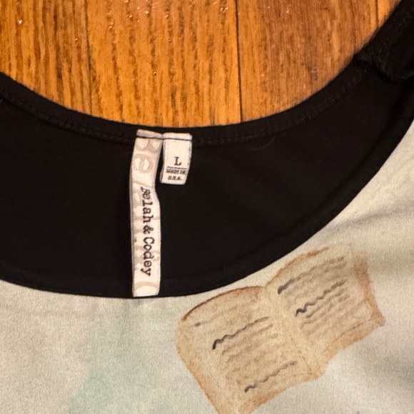 Women's Short Sleeve, cold shoulder Top - Black and Multicolor - Picture 3 of 5